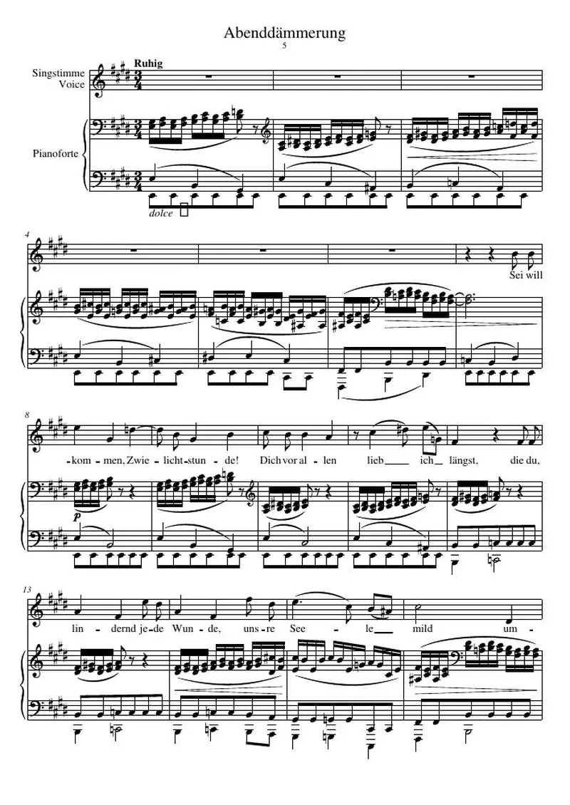 Первая страница нот «Abenddämmerung»