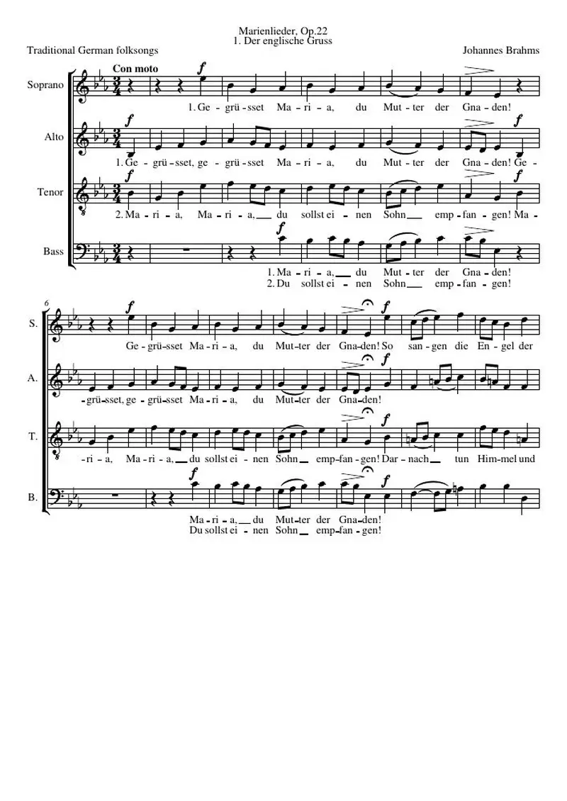 Первая страница нот «Der englische Gruss»