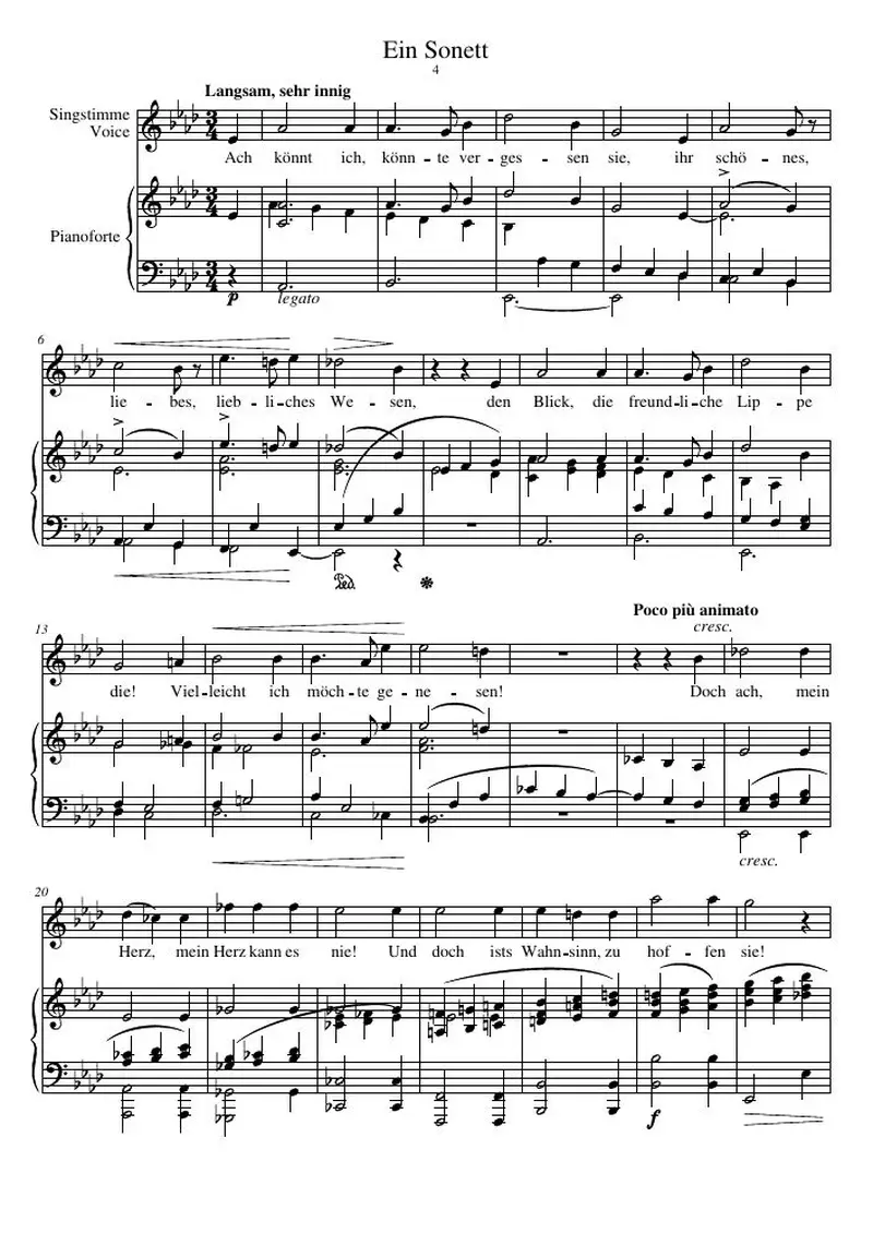 Первая страница нот «Ein Sonett»