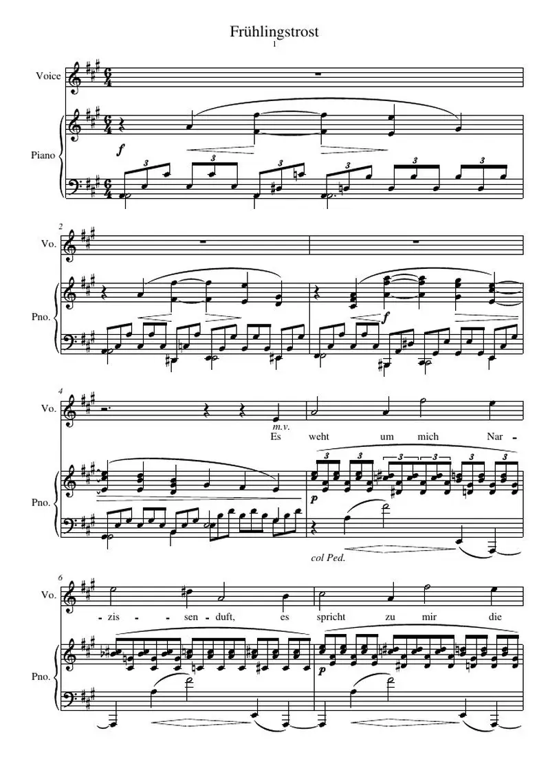 Первая страница нот «Frühlingstrost»