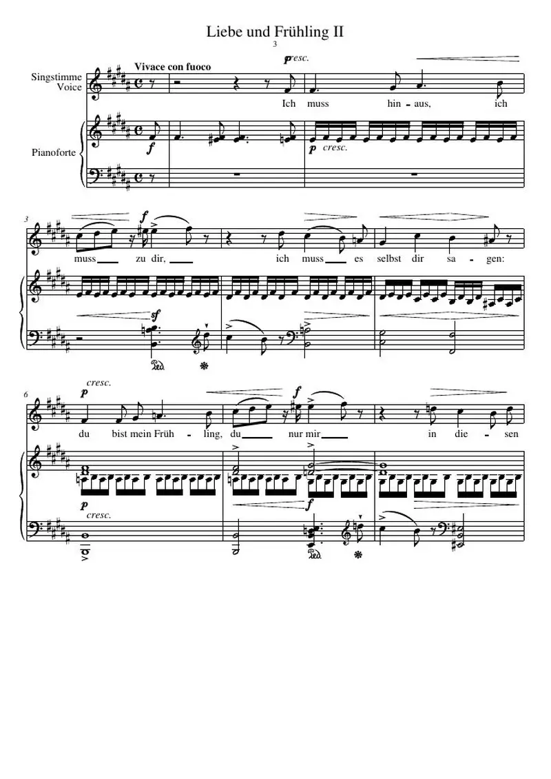 Первая страница нот «Liebe und Frühling II»