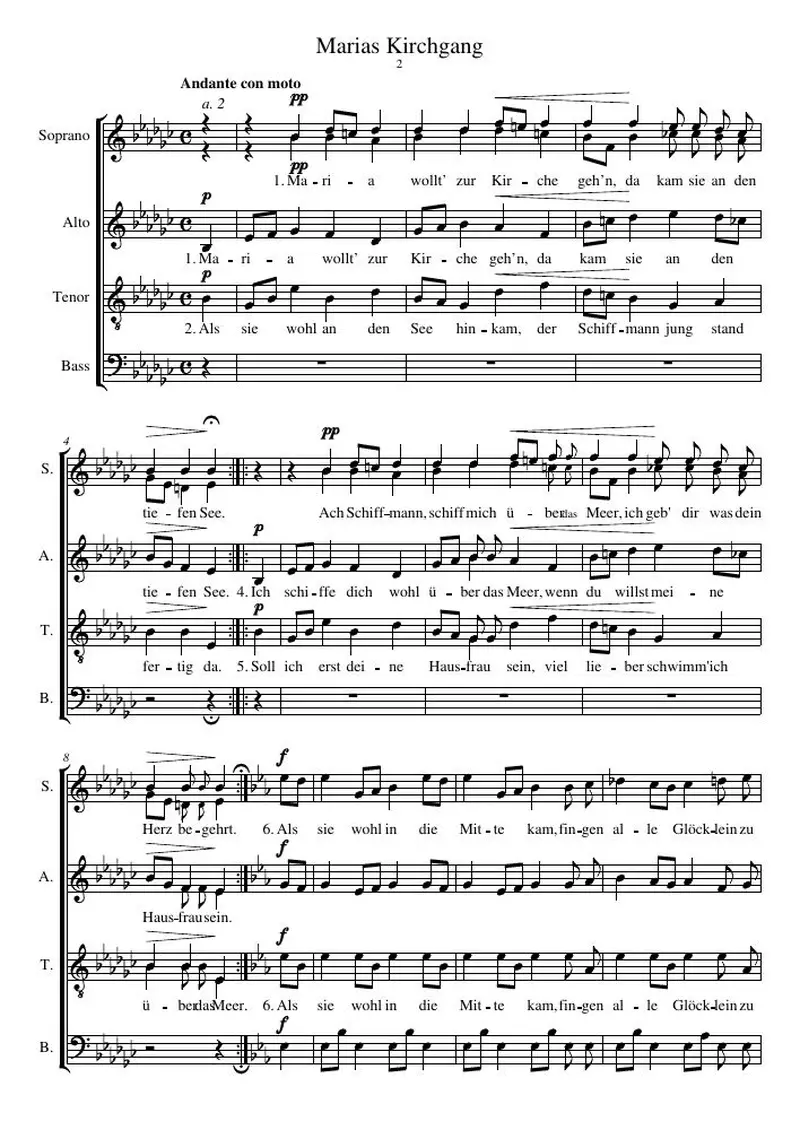 Первая страница нот «Marias Kirchgang»