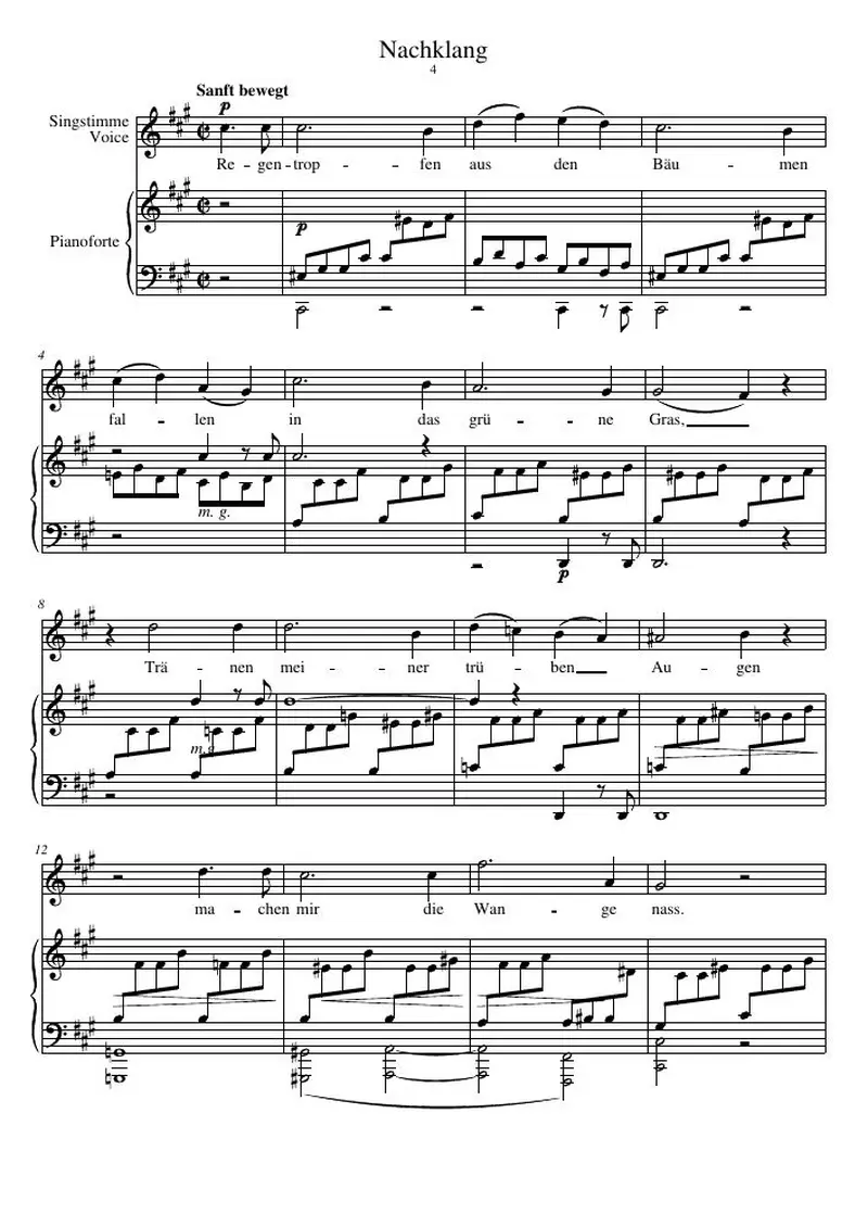 Первая страница нот «Nachklang»