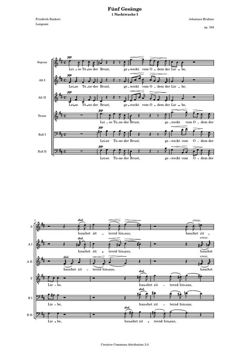 Первая страница нот «Nachtwache 1»