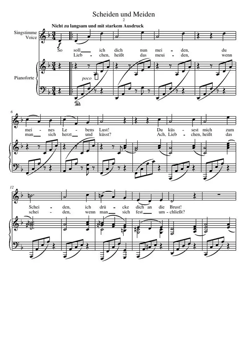 Первая страница нот «Scheiden und Meiden»