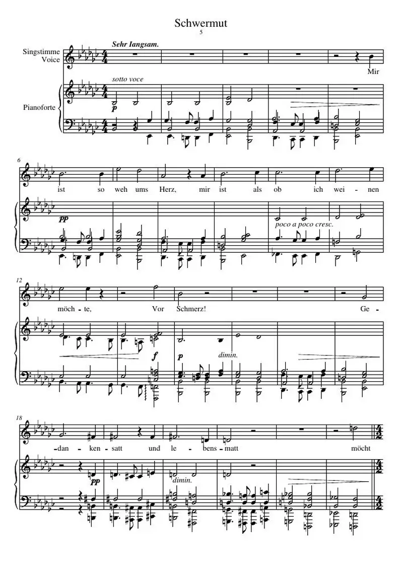 Первая страница нот «Schwermut»