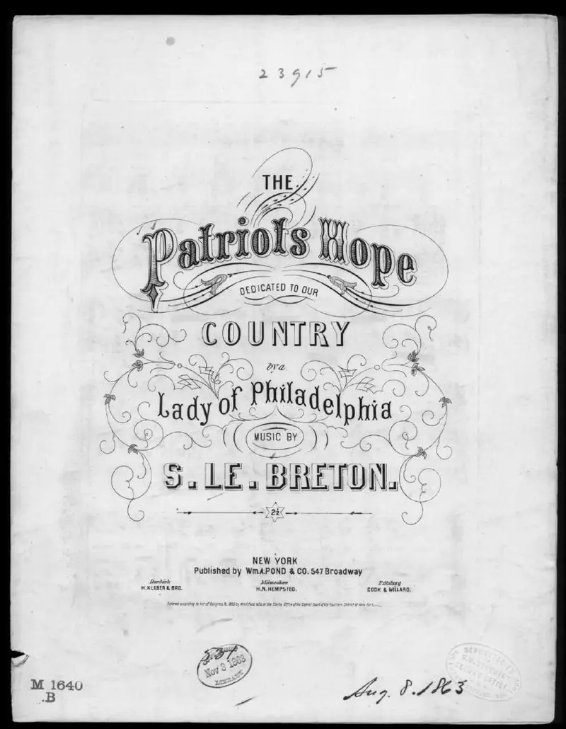 Первая страница нот «The Patriot's hope»