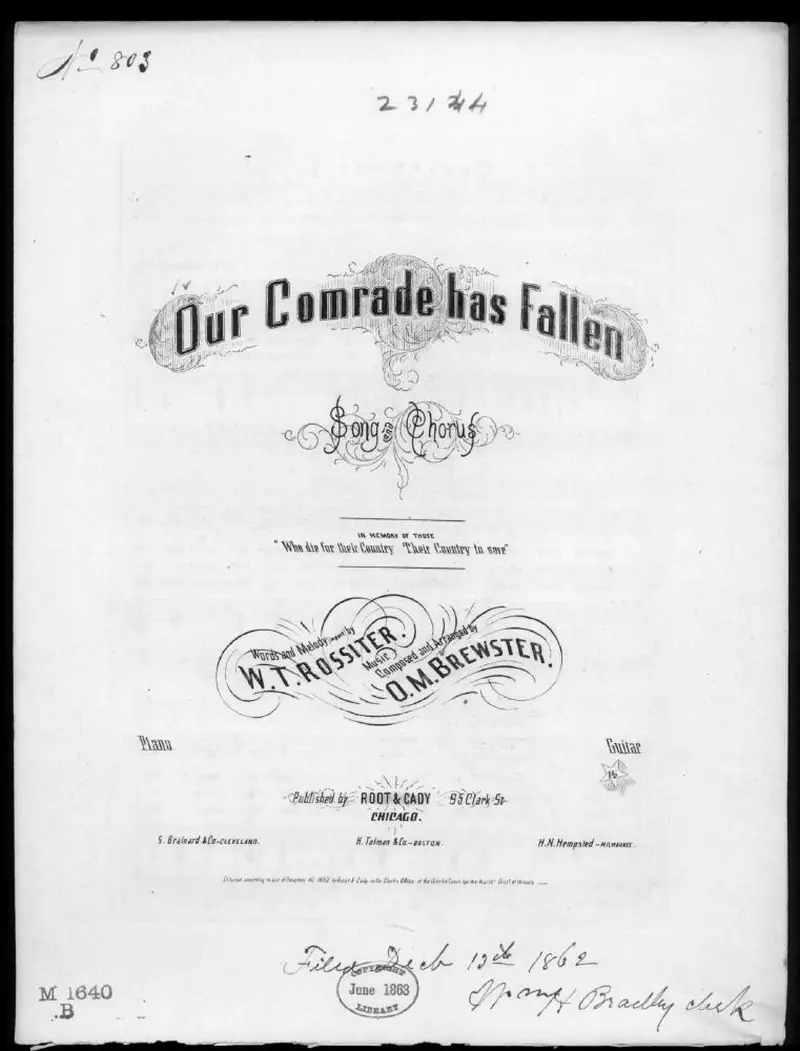 Первая страница нот «Our comrade has fallen»
