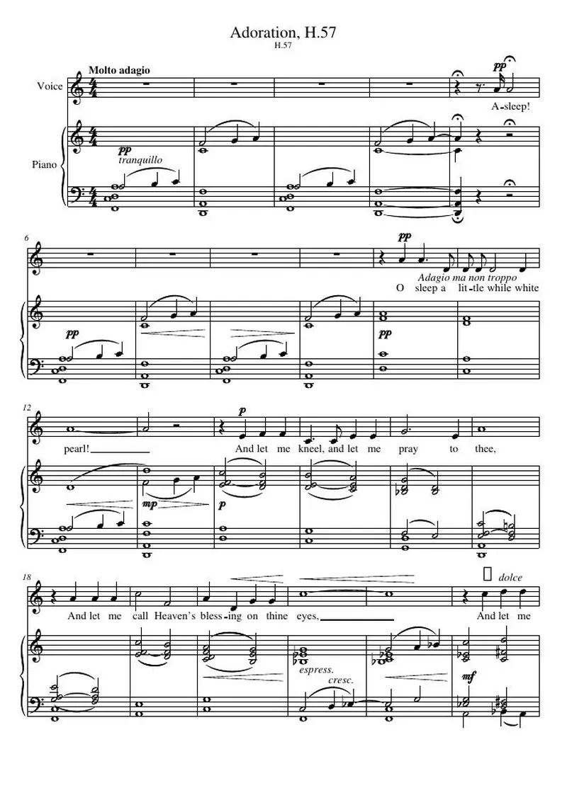 Первая страница нот «Adoration, H.57»