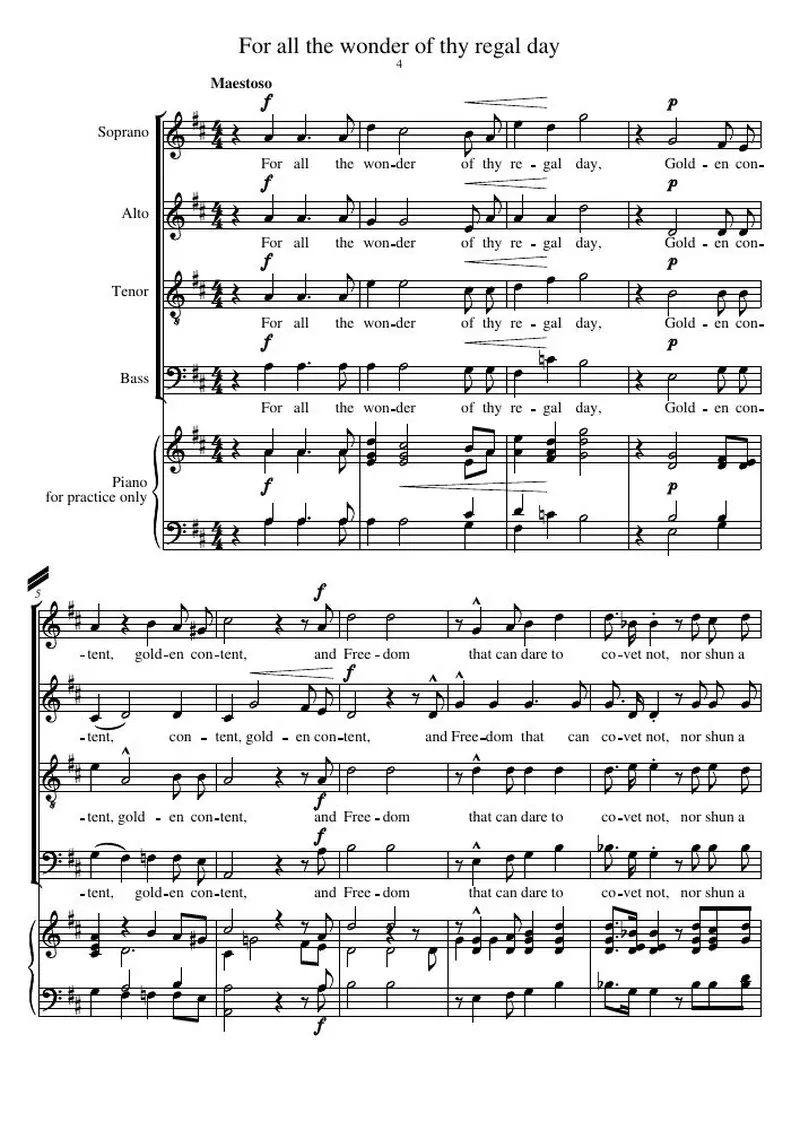 Первая страница нот «For all the wonder of thy regal day»