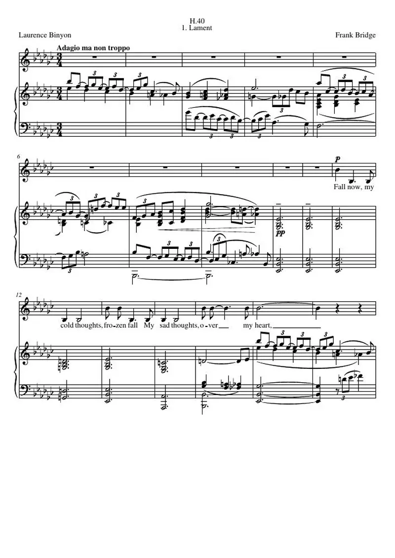 Первая страница нот «Lament»