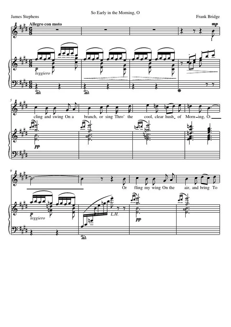 Первая страница нот «So Early the Morning, O»