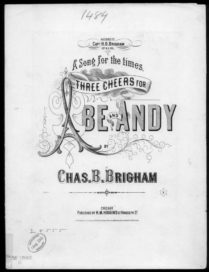Первая страница нот «Three cheers for Abe and Andy»
