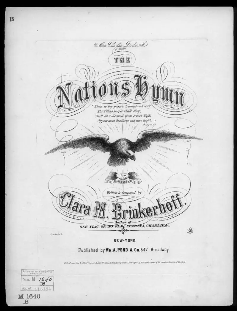 Первая страница нот «The Nation's hymn»