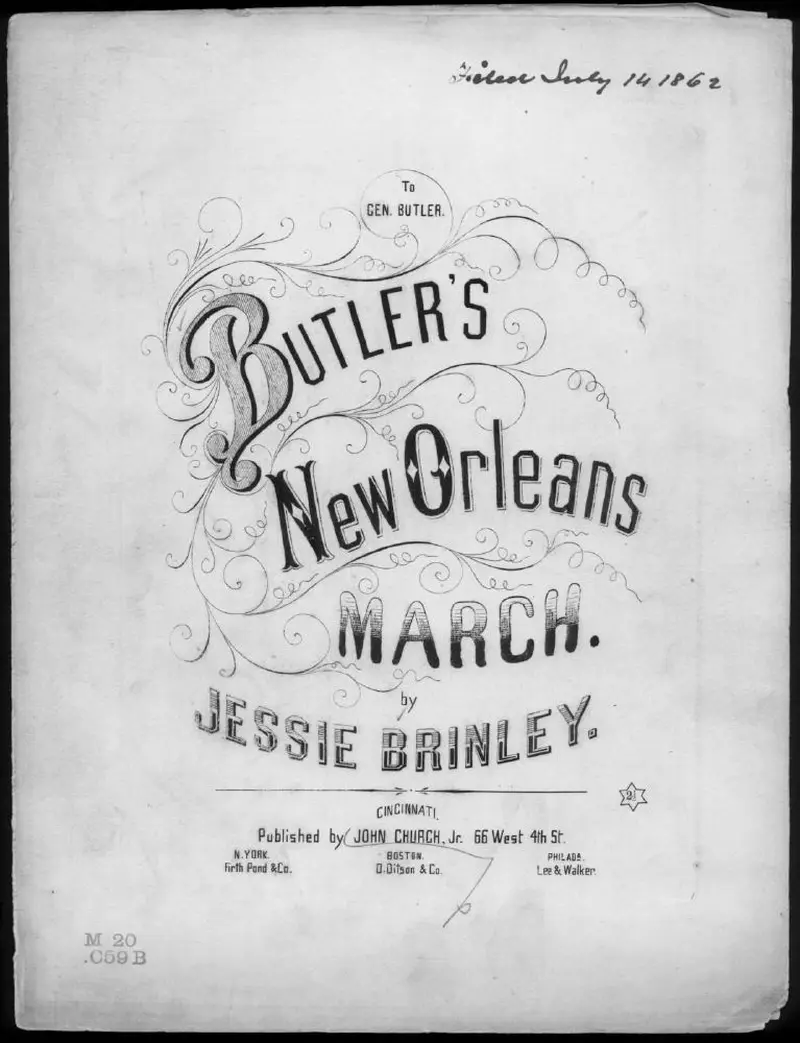 Первая страница нот «Butler's New Orleans Марш»