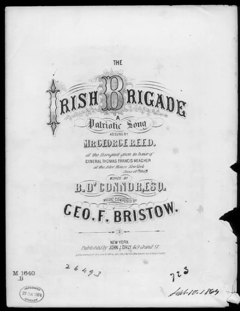 Первая страница нот «The Irish brigade»