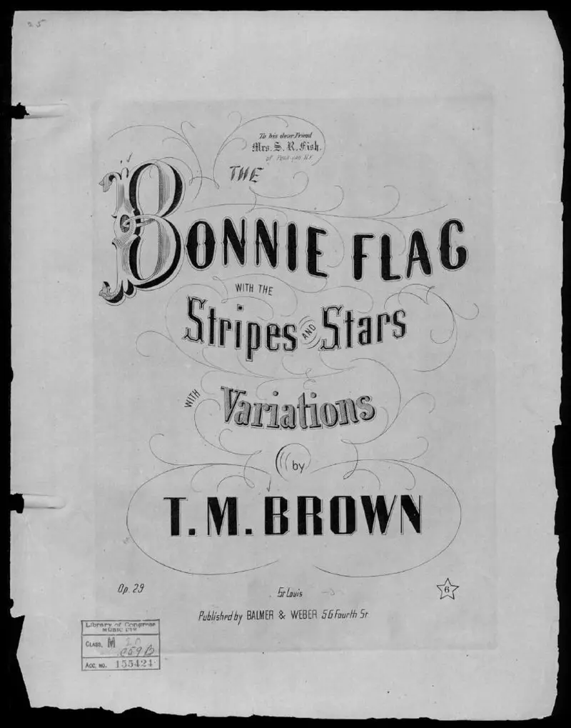 Первая страница нот «The Bonnie flag with the stripes and stars»