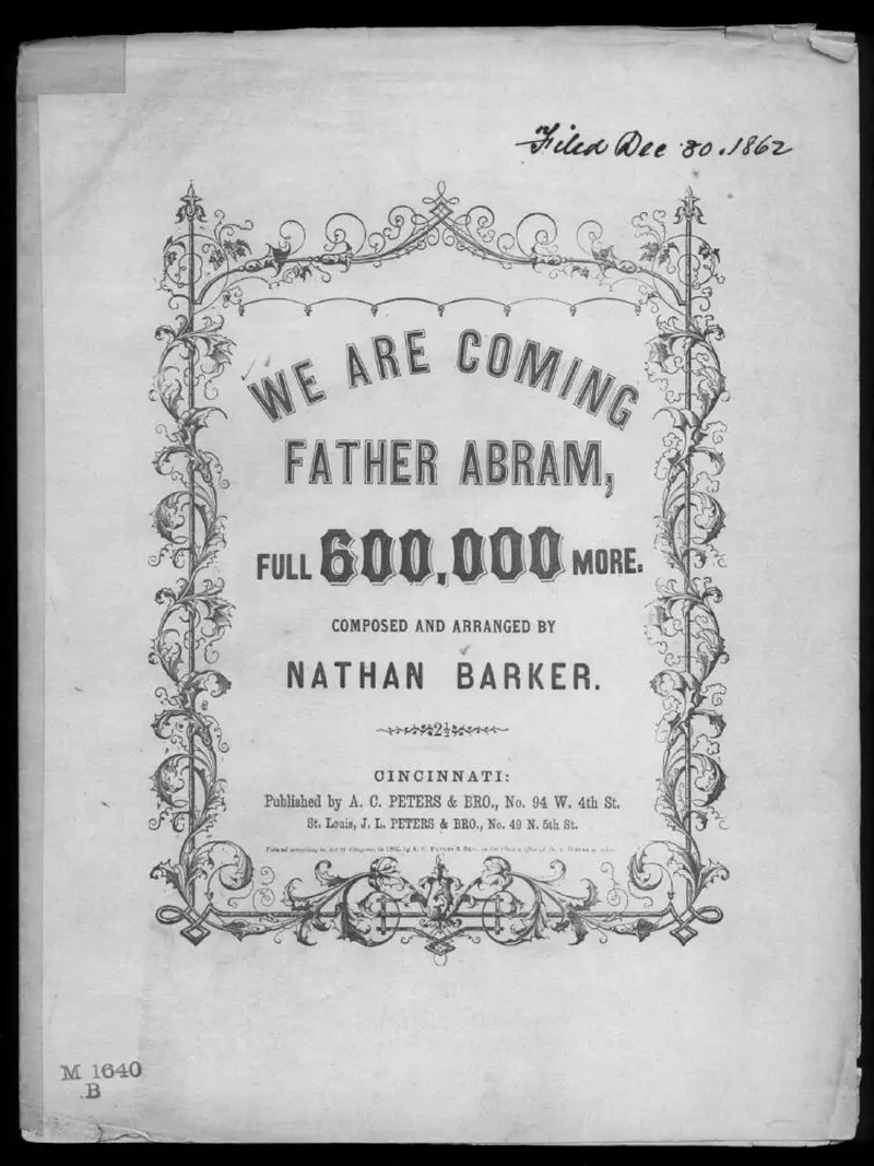 Первая страница нот «We are coming father Abra'am»