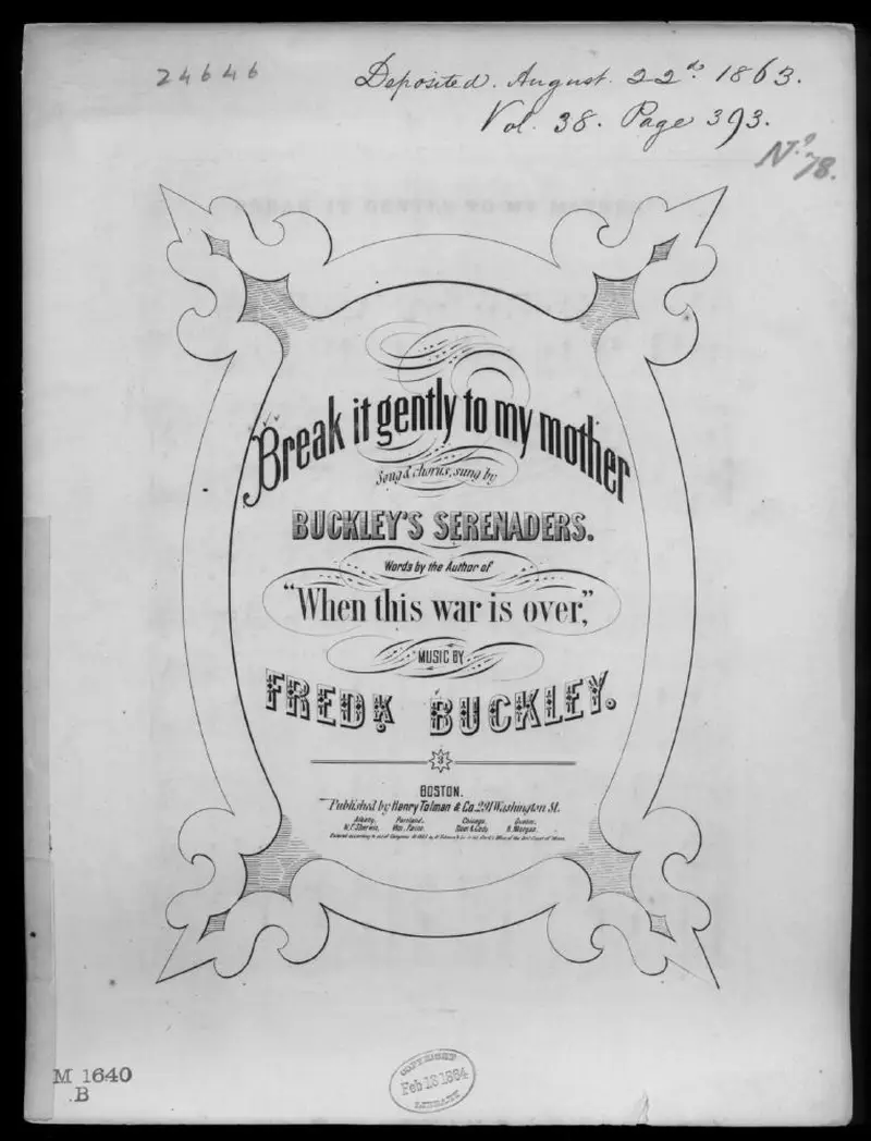Первая страница нот «Break it gently to my mother»