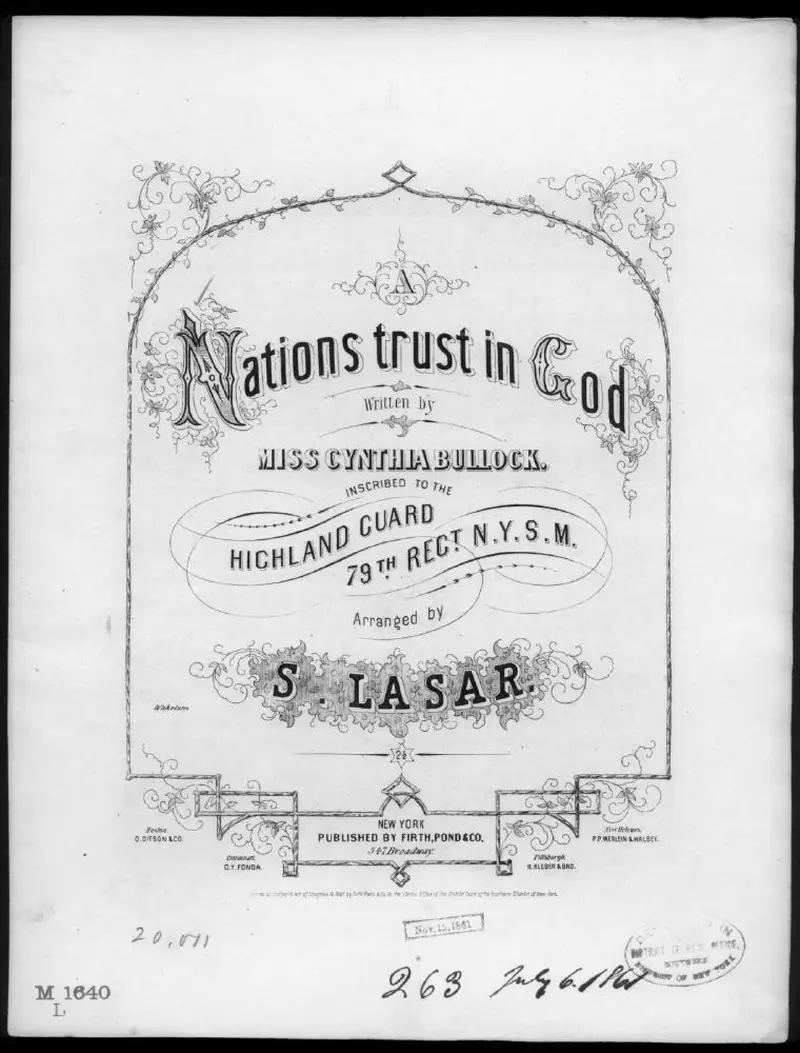 Первая страница нот «A Nation's trust God»