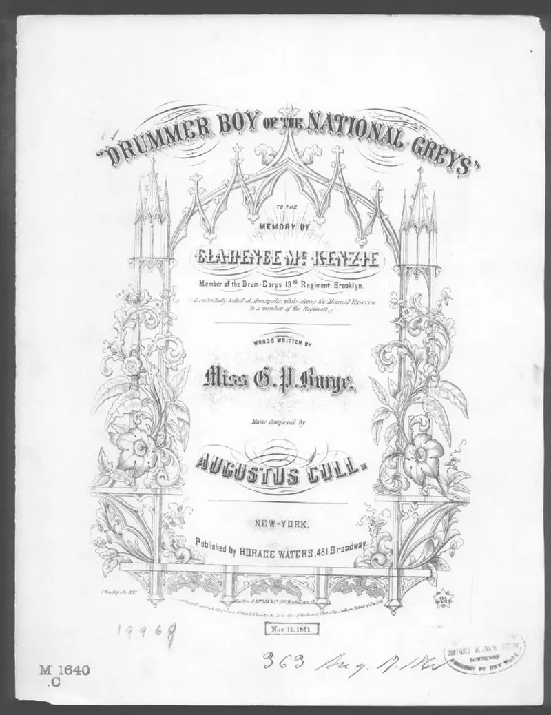 Первая страница нот «Drummer boy of the national greys»