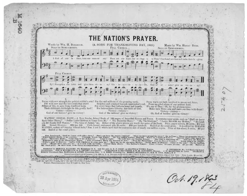 Первая страница нот «The Nation's prayer»