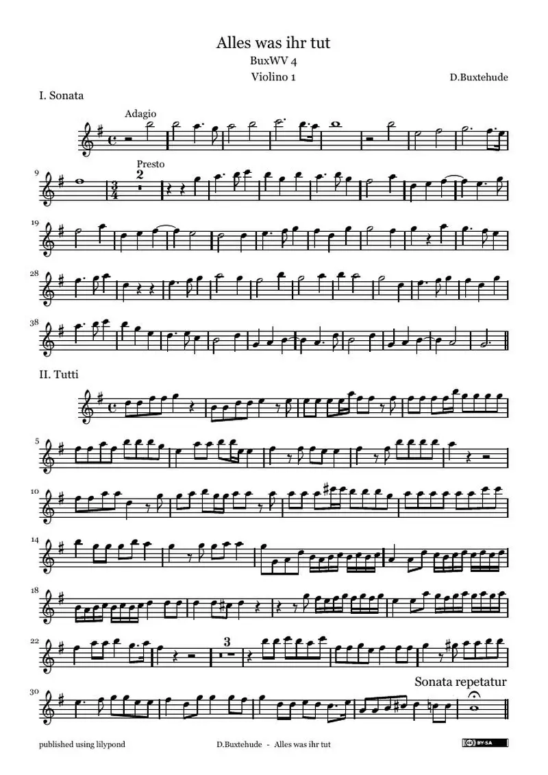 Первая страница нот «Alles was ihr tut (BuxWV 4) — BuxWV4_parts»