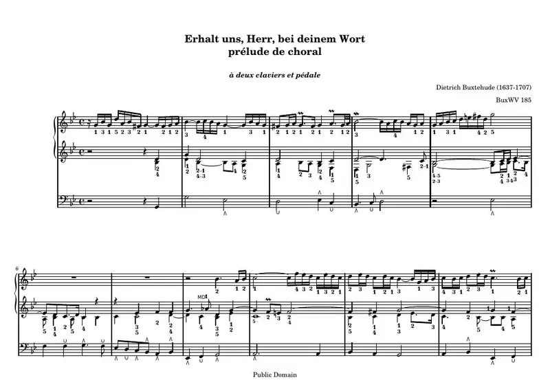 Первая страница нот «Erhalt uns, Herr, bei deinem Wort (BuxWV 185)»