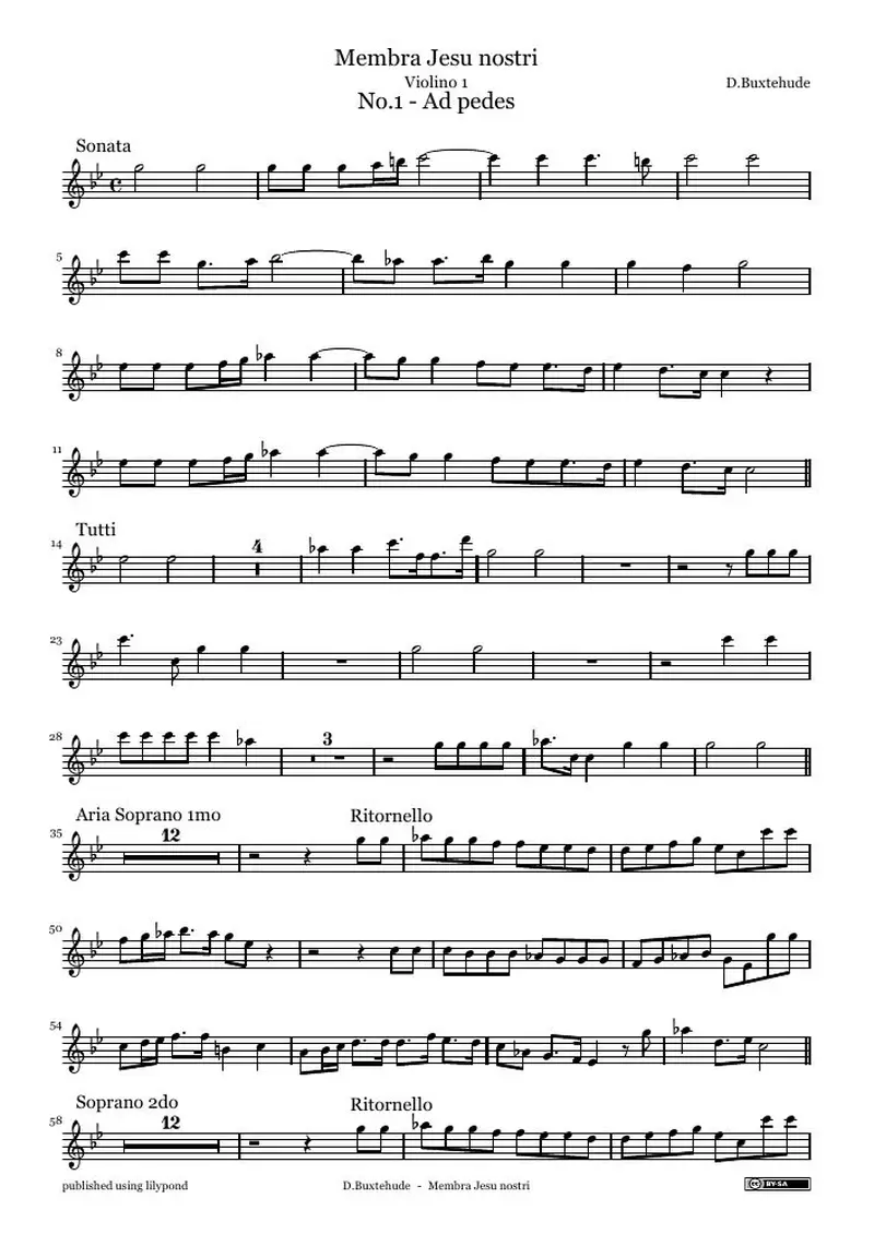 Первая страница нот «Membra Jesu nostri — MembraJesuNostri_parts»