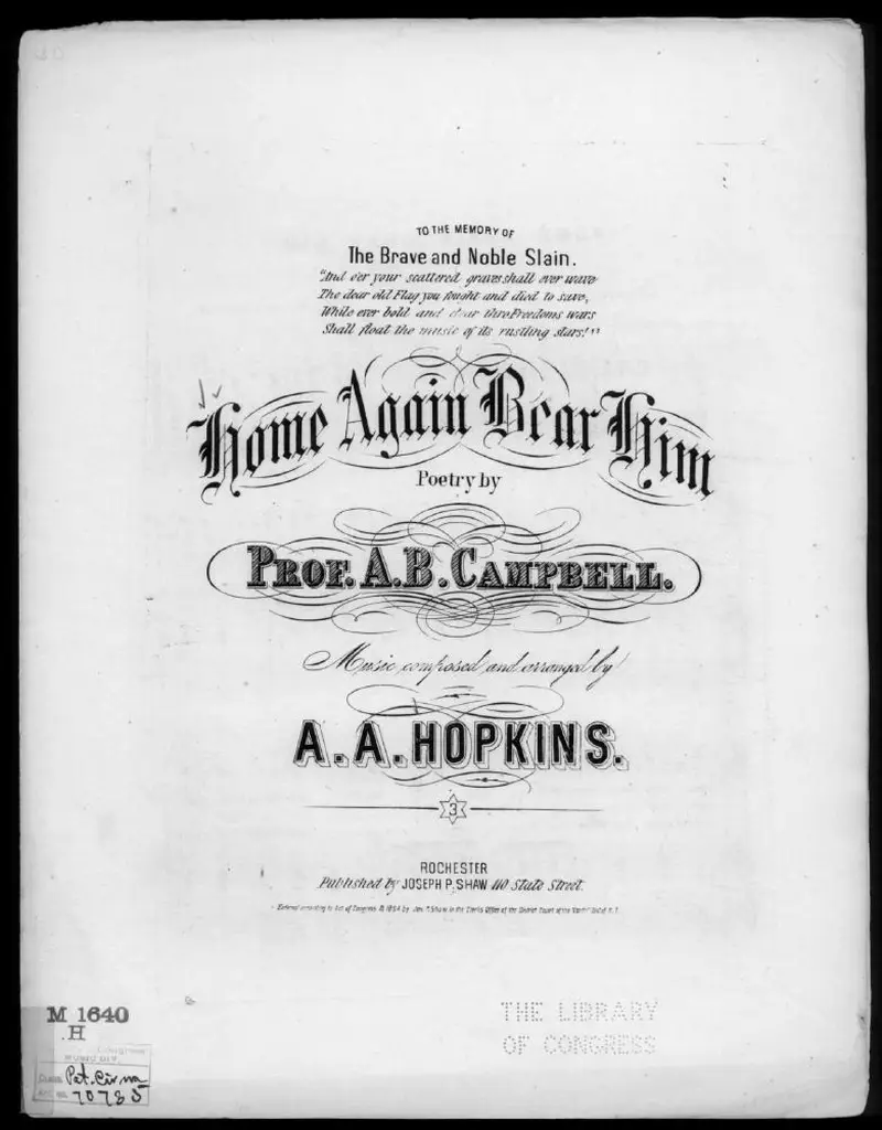 Первая страница нот «Home again bear him»
