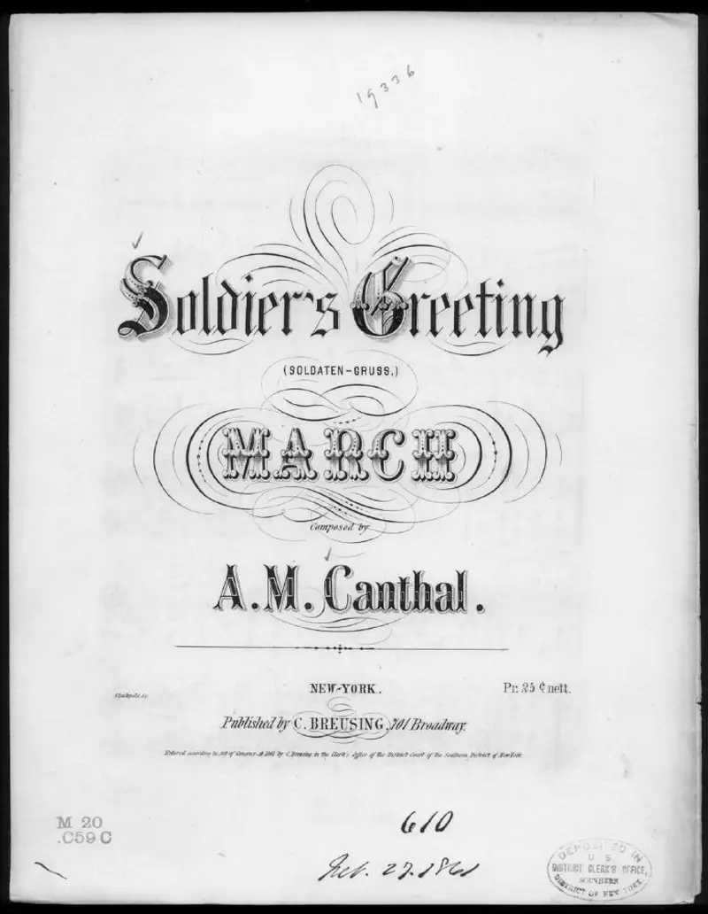 Первая страница нот «Soldier's greeting, Марш»