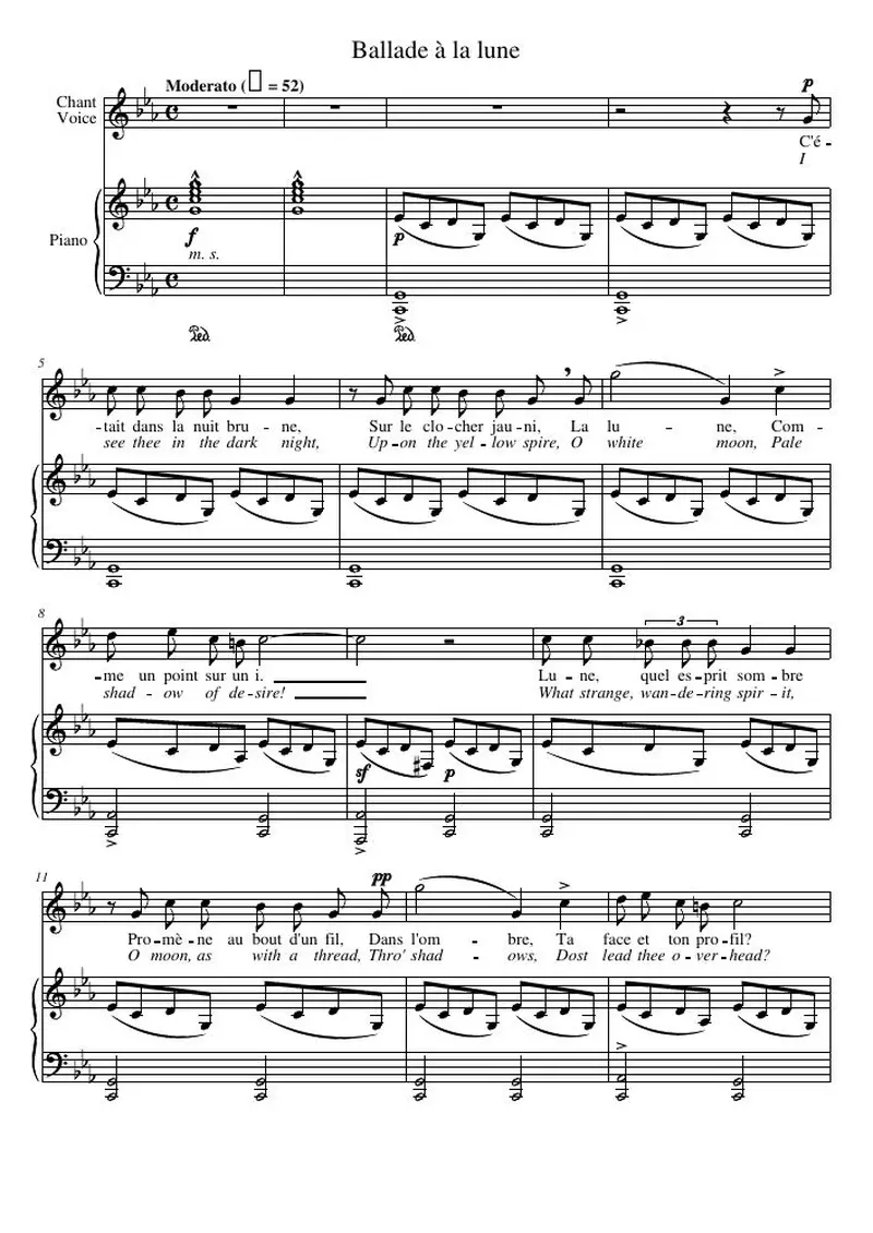 Первая страница нот «Баллада à la lune»