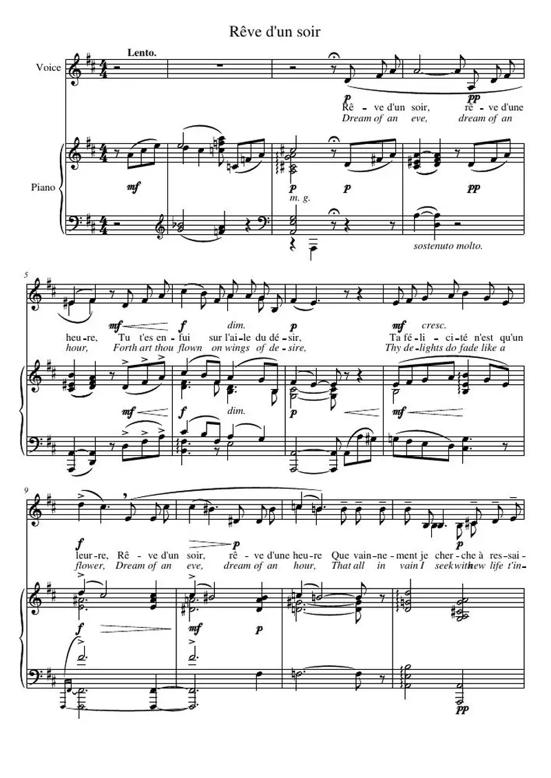 Первая страница нот «Rêve d'un soir»