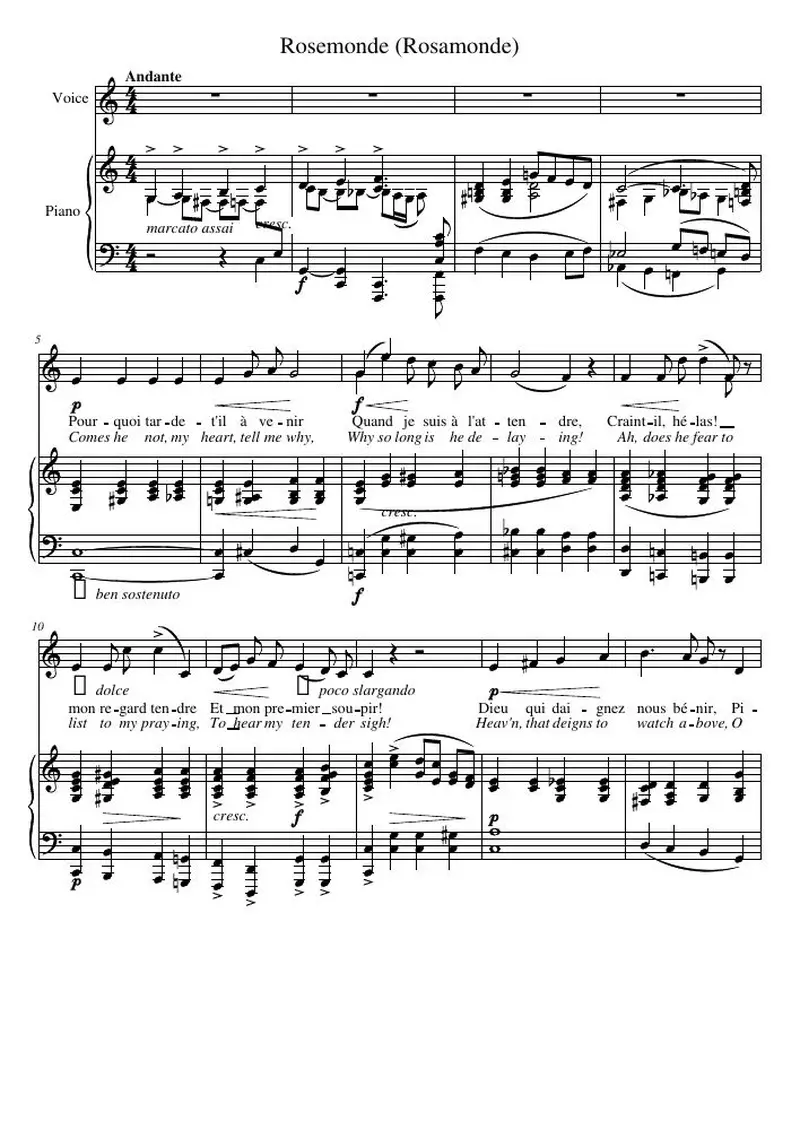 Первая страница нот «Rosemonde (Rosamonde)»