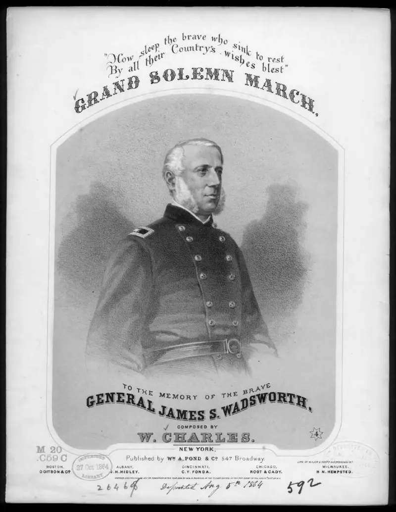 Первая страница нот «Grand solemn Марш, memory of Gen. Wadsworth»
