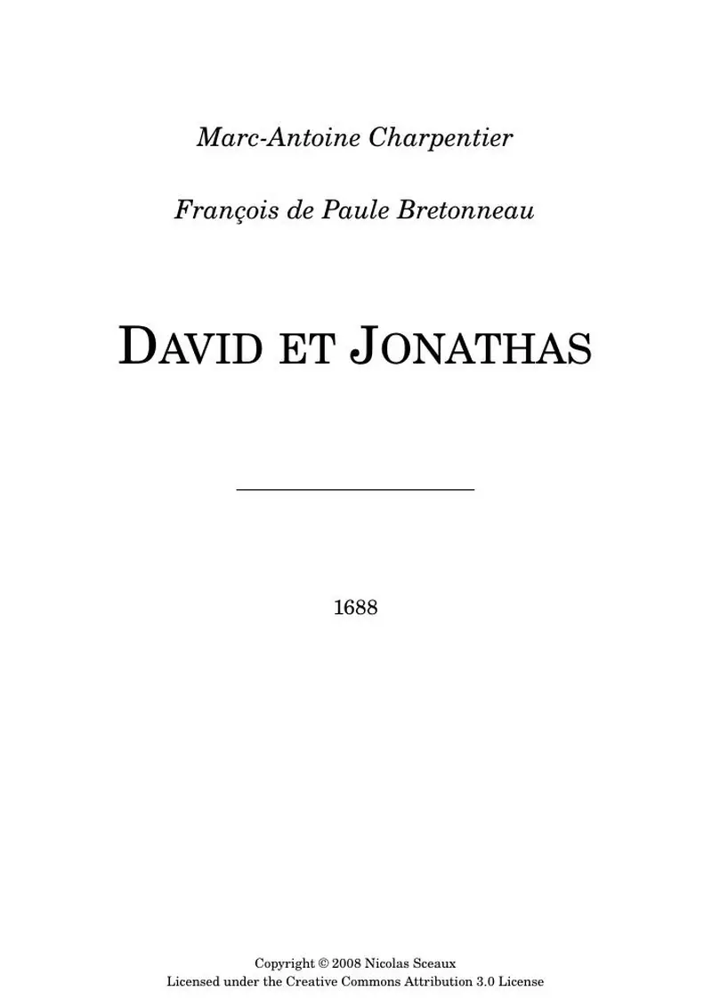 Первая страница нот «David et Jonathas (H490) — DavidEtJonathas»
