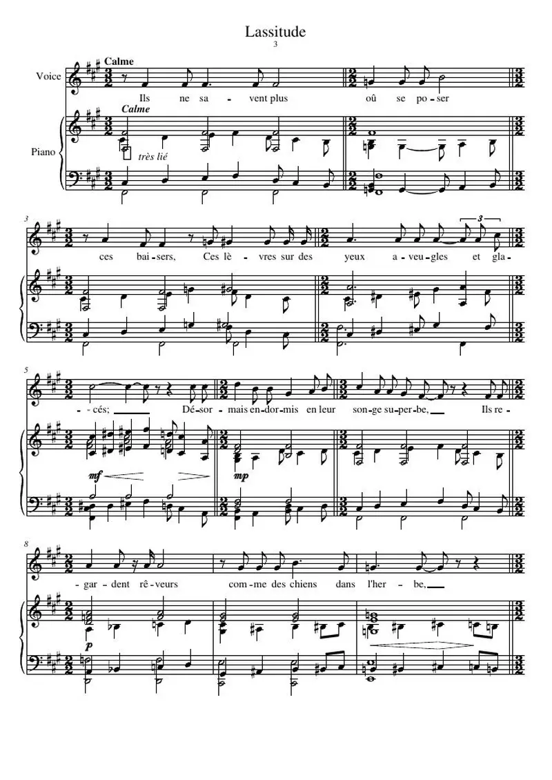Первая страница нот «Lassitude»