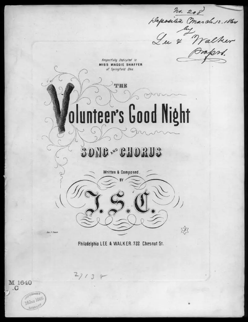 Первая страница нот «The Volunteer's good night»