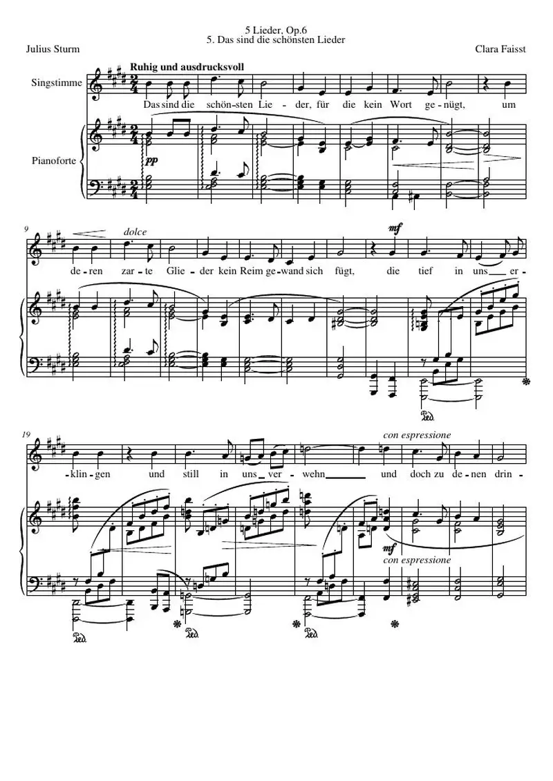 Первая страница нот «Das sind die schönsten Lieder»