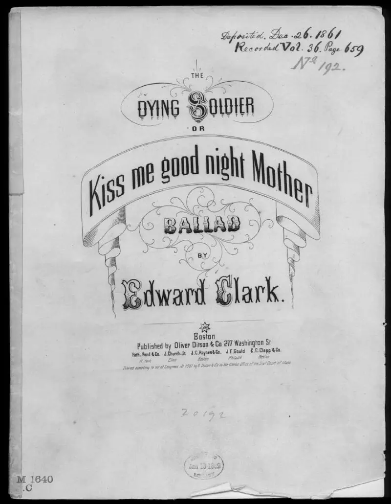 Первая страница нот «The Dying soldier, or Kiss me good night mother»