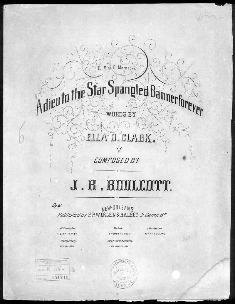 Первая страница нот «Adieu!! to the star spangled banner for ever»
