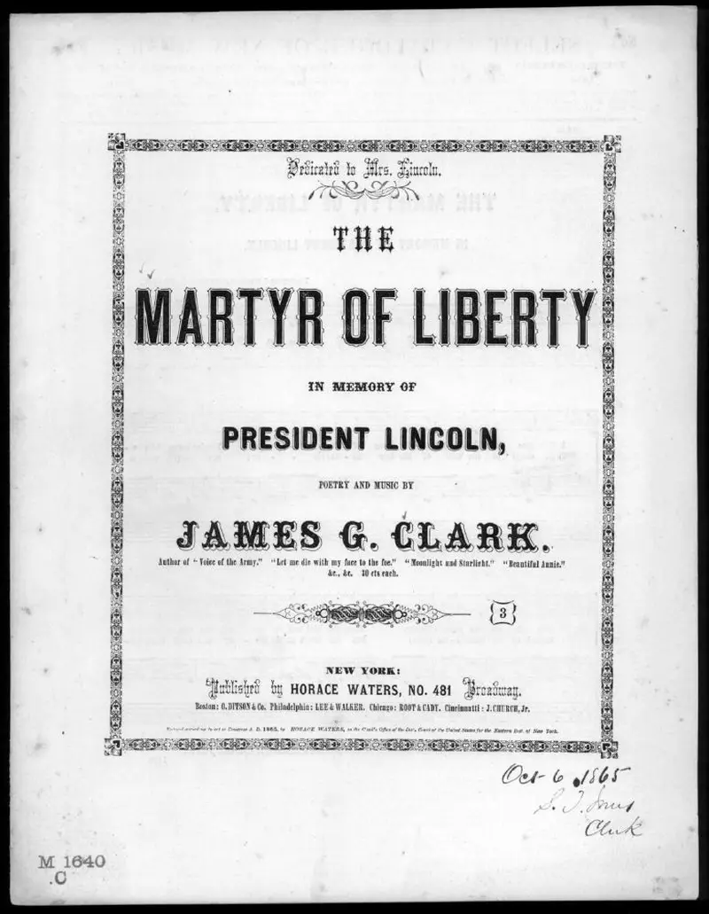 Первая страница нот «The Martyr of liberty, memory of President Lincoln»