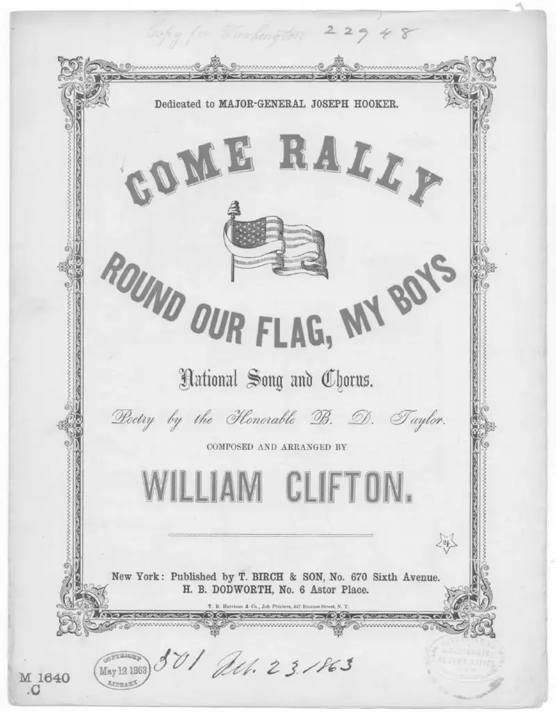 Первая страница нот «Come rally round our flag my boys»