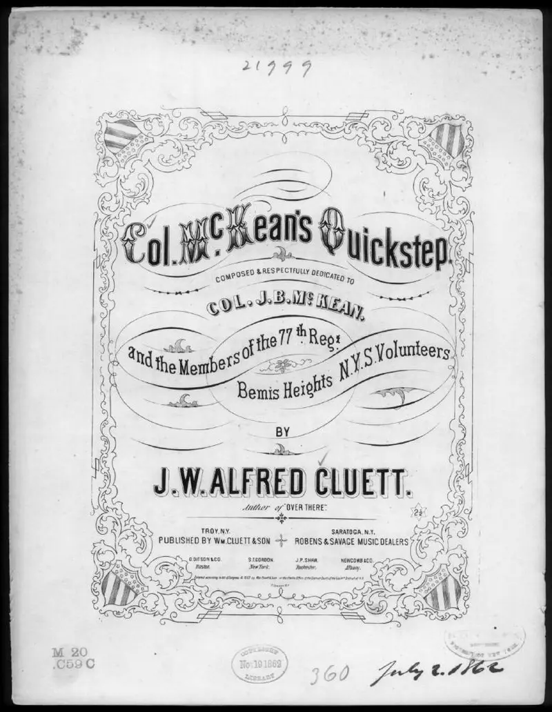Первая страница нот «Col. McKean's quickstep»