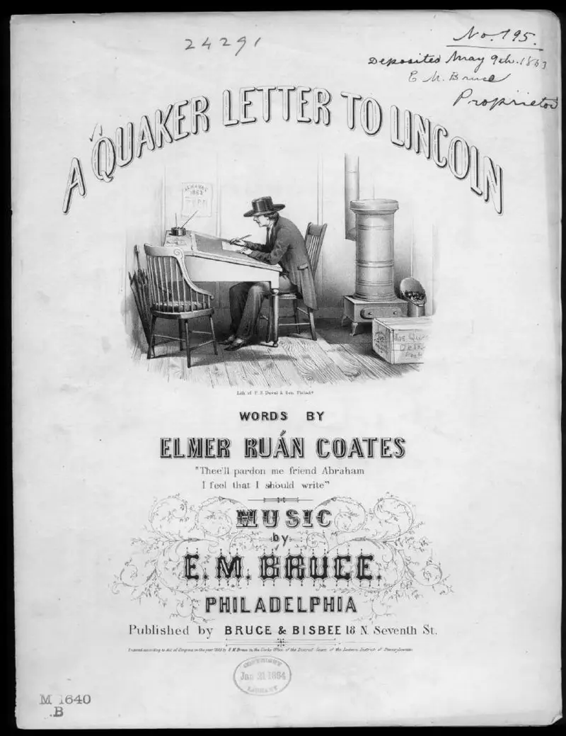 Первая страница нот «A Quaker letter to Lincoln»