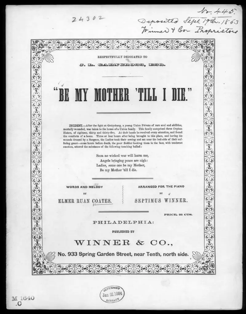 Первая страница нот «Be my mother till I die»
