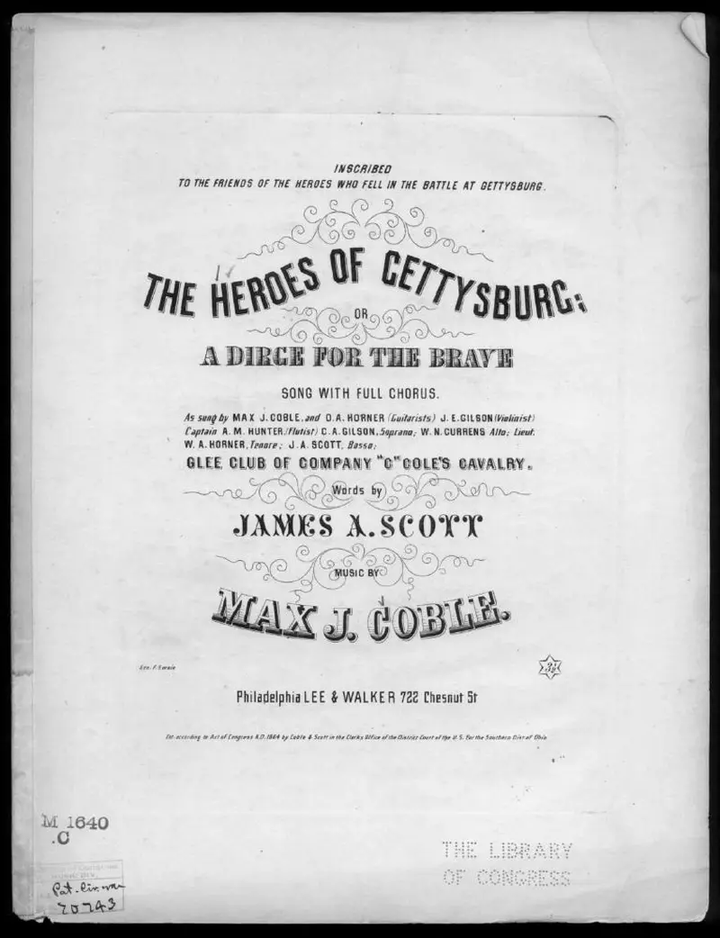 Первая страница нот «The heroes of Gettysburg»