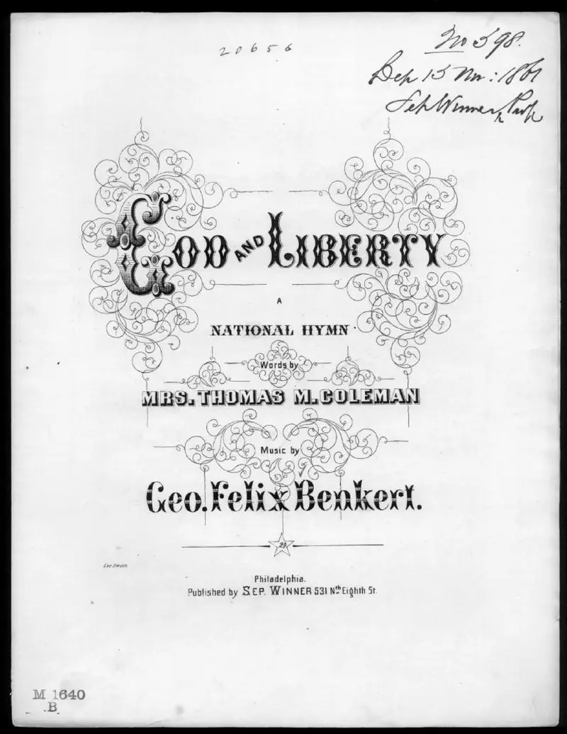 Первая страница нот «God and liberty»