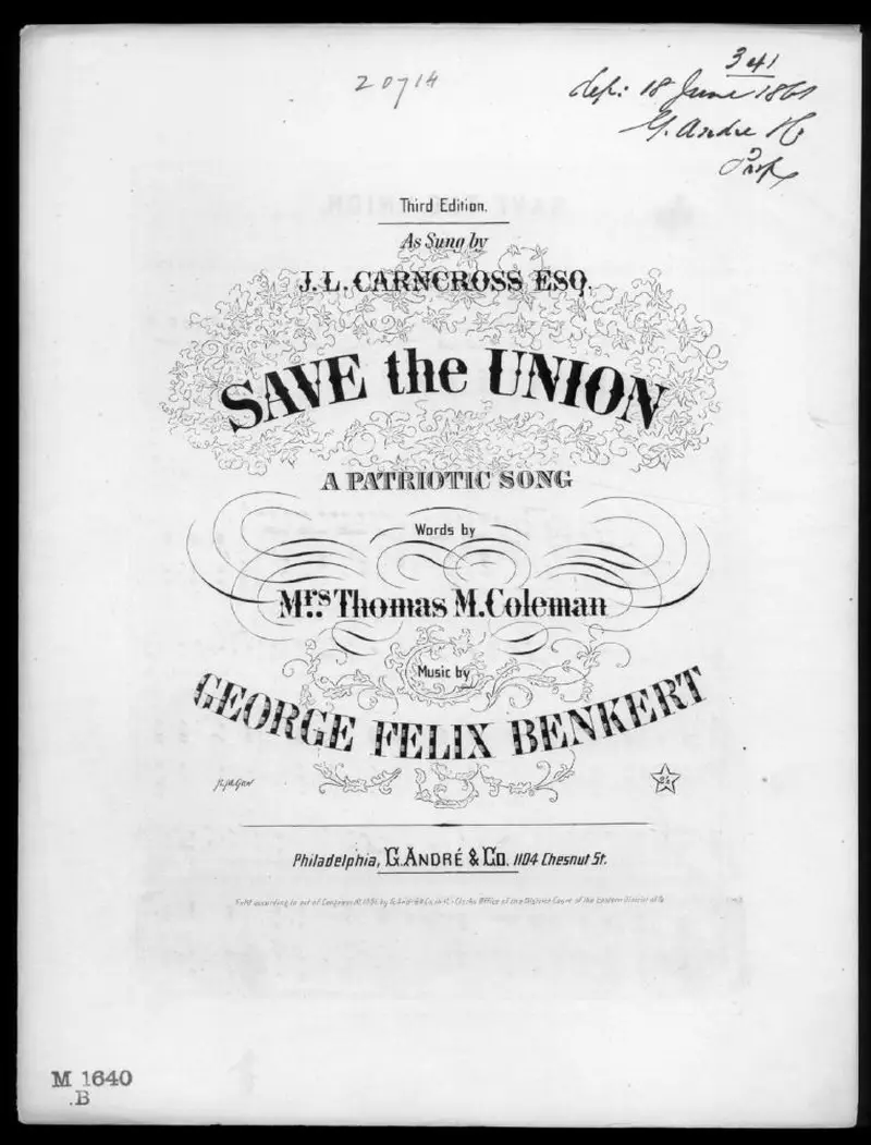 Первая страница нот «Save the Union»