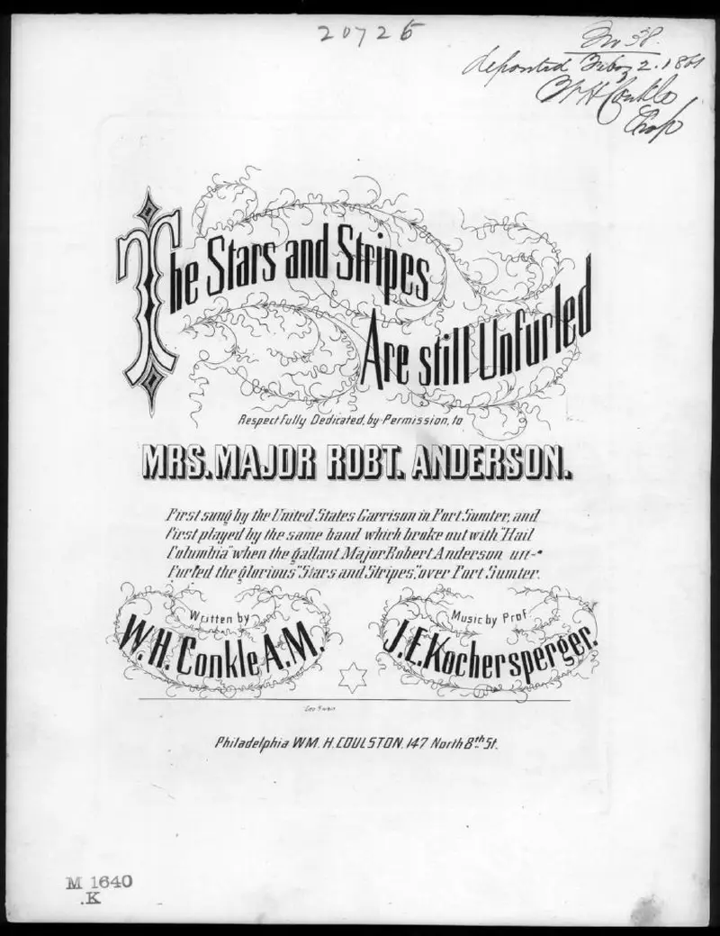 Первая страница нот «The Stars and stripes are still unfurled»